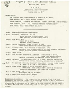 Thumbnail for Agenda of LULAC Affirmative Action Conference, May 13, 1977