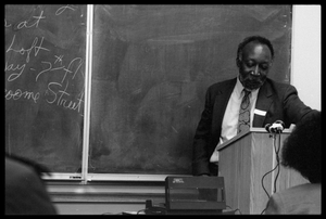 John A. Williams at the lectern