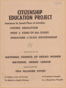 Thumbnail for Flyer promoting the second phase of the NCNW's Citizenship Education Project