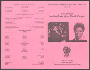 Program: Soul to Soul: Martha Burks sings Sarah Vaughn