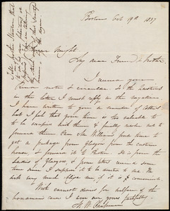 Thumbnail for Letter from Maria Weston Chapman, Boston, [Mass.], to Elizur Wright, Oct. 19th, 1837