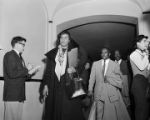 Constance Baker Motley and Arthur Shores at the federal courthouse in Birmingham, Alabama, for a hearing against Autherine Lucy.