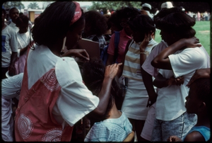 Atlanta, Georgia, 1988: National Black Arts Festival. African American hair braiding