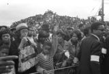 Crowd across the street from Ebenezer Baptist Church during Martin Luther King, Jr.'s funeral.