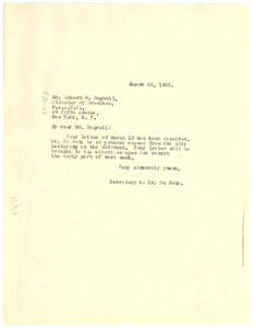 Letter from unidentified correspondent to Robert Bagnall