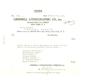 Letter from Grinnell Lithographic Company to Crisis