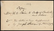 Thumbnail for Copies of letters by Harriet Beecher Stowe, the Earl of Shaftesbury, and the Earl of Carlisle] [manuscript