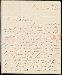 Letter from Hannah M. Bevan, 20 Finsbury Circus, London, [England], to Maria Weston Chapman, 13th [day] of 4th mo[nth] [18]46