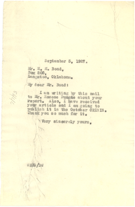 Letter from W. E. B. Du Bois to H. M. Bond