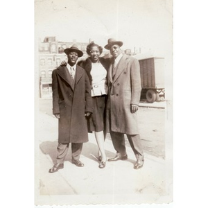 Thumbnail for Viola Thacker poses with "Cookie" and Babe Harris