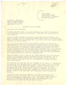 Letter from Fred Herman to William L. Patterson