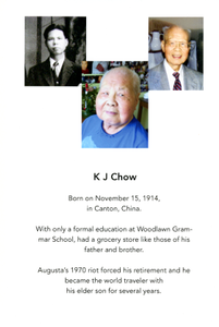 Photographs and short biography of K.J. Chow, Augusta, Georgia, 2011