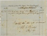 Receipt for hire of slave, North East and South West Railroad Company, Alabama, for work by Thompson Chiles, April 6, 1859