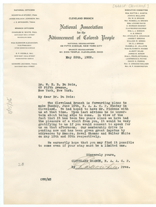 Letter from NAACP, Cleveland branch to W. E. B. Du Bois