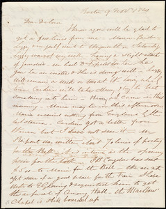 Letter from Henry Grafton Chapman, Boston, [Mass.], to Deborah Weston, 9 Nov. 1841