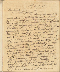 Letter from James Sloan Gibbons, New York, to Maria Weston Chapman, 1843 May 31