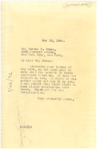 Letter from W. E. B. Du Bois to Paul Laurence Dunbar Apartments, Inc.