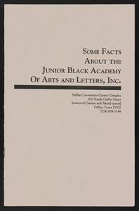 Some Facts About the Junior Black Academy of Arts and Letters, Inc.