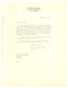 Letter from Spelman College to W. E. B. Du Bois