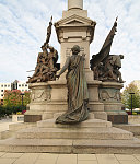 The lower features of Peoria's Civil War Memorial also known as the Soldiers and Sailors Monument in downtown Peoria, Illinois