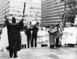 "Clergy demonstrate against school strike."