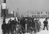 Children Outside Crispus Attucks School in winter, 3813 S. Dearborn