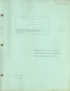 Specifications for alterations to Paul Laurence Dunbar Apartments Inc. apartments on 5th floor building no. 2 stairwell no. 4