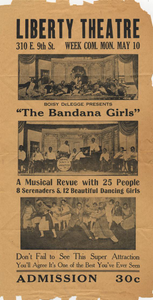 Circular for the Liberty Theatre advertising the musical review "The Bandana Girls," possibly between 1912 and 1939