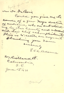 Letter from W. A. Shields to E. C. L. Adams