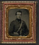 [Unidentified soldier in Confederate uniform with canteen and knife]