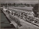 The evacuation of Japanese-Americans from West Coast areas under U.S. Army war emergency order Japanese waiting for registration at the Santa Anita reception center.