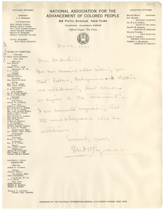 Memorandum from Robert W. Bagnall to W. E. B. Du Bois