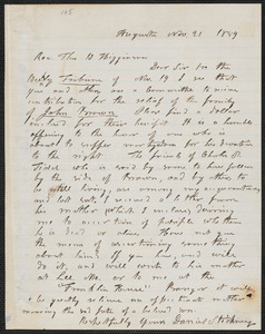 Daniel Stickney autograph letter signed to Thomas Wentworth Higginson, Augusta [Maine], 21 November 1859