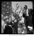 Rev. Samuel McKinney, Mayor Gordon Clinton, and Rev. Mance Jackson at anti-segregation march, Seattle, 1963