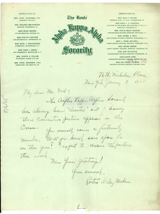 Letter from Alpha Kappa Alpha Sorority to W. E. B. Du Bois