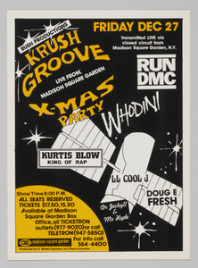 Flier for Krush Groove Christmas Party at Madison Square Garden