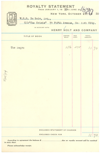 Thumbnail for Royalty statement from January 1, 1920 to June 30, 1920