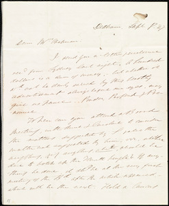 Thumbnail for Letter from Edmund Quincy, Dedham, [Mass.], to Maria Weston Chapman, Sept. 8, [18]47