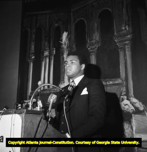 Muhammad Ali at a press conference in Atlanta, Georgia, August 1970.