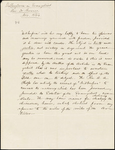 Letter from William Wilberforce to Amos Augustus Phelps, 1844 Nov[ember]