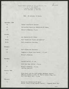 1988-89 Calendar of Events