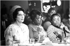 Mrs. Hardy speaking at a hearing of the Senate Subcommittee on Employment, Manpower, and Poverty at the Heidelberg Hotel in Jackson, Mississippi.