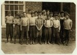 Some of the doffers at the Salisbury (N.C.) Cotton Mill, October 18th, 1912. The average age of the children here is rather high, but there are some youngsters.  Location: [Salisbury, North Carolina]