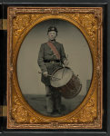 [Unidentified boy in Union uniform with drum]