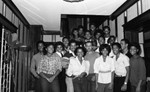 Renee Anderson posing with others at her debutante party, Los Angeles, 1983