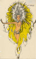 Thumbnail for Costume design drawing, topless showgirl in yellow and black feathers #9, Las Vegas, June 5, 1980