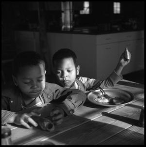 Two of Oliver Jacobs' Grandchildren at a Table