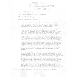 Letter, '72 - '73 METCO proposals.