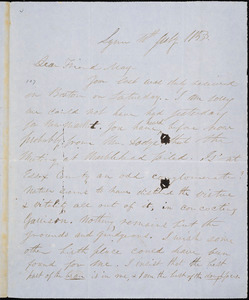 Letter from Parker Pillsbury, Lynn, [Massachusetts], to Samuel May, 1853 July 11th