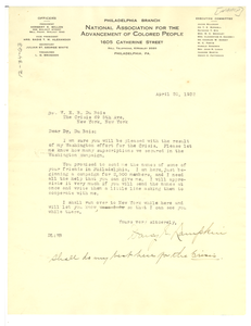 Letter from N.A.A.C.P. to W. E. B. Du Bois